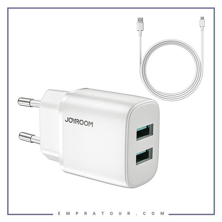 آداپتور شارژ دو پورت همراه با کابل جویروم JOYROOM Mini Fast Charger Dual Ports L-2A123